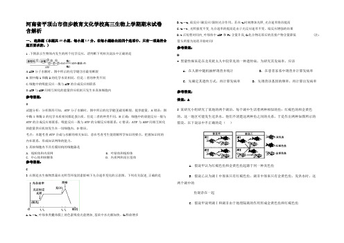 河南省平顶山市信步教育文化学校高三生物上学期期末试卷含解析