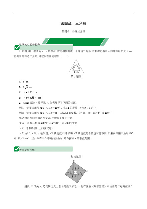 人教版中考数学培优练习：第4章 第4节  特殊三角形 中考试题中的核心素养