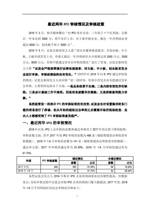 最近两年IPO审核情况及审核政策分析