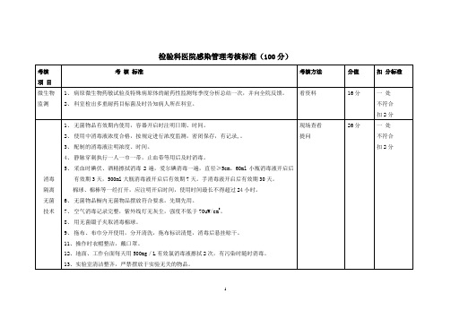 检验科医院感染管理考核标准