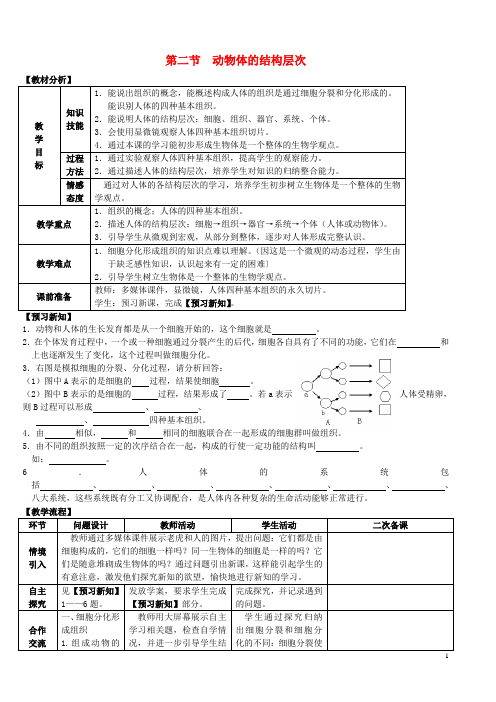 七年级生物上册 第二单元 第二章 细胞怎样构成生物体 