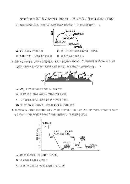 2020年高考化学复习微专题《催化剂、反应历程、能垒及速率与平衡》