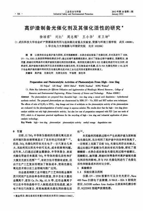 高炉渣制备光催化剂及其催化活性的研究