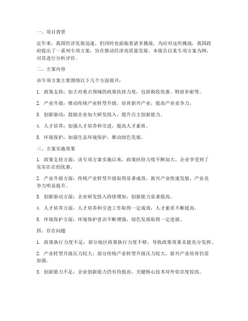 专项方案分析评价报告