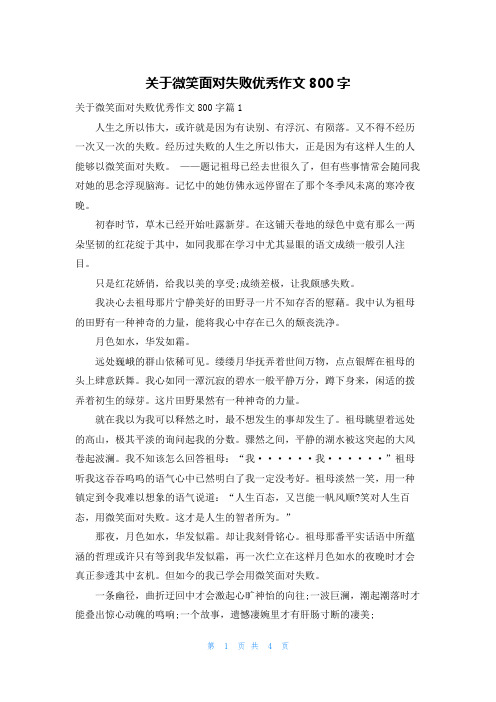 关于微笑面对失败优秀作文800字