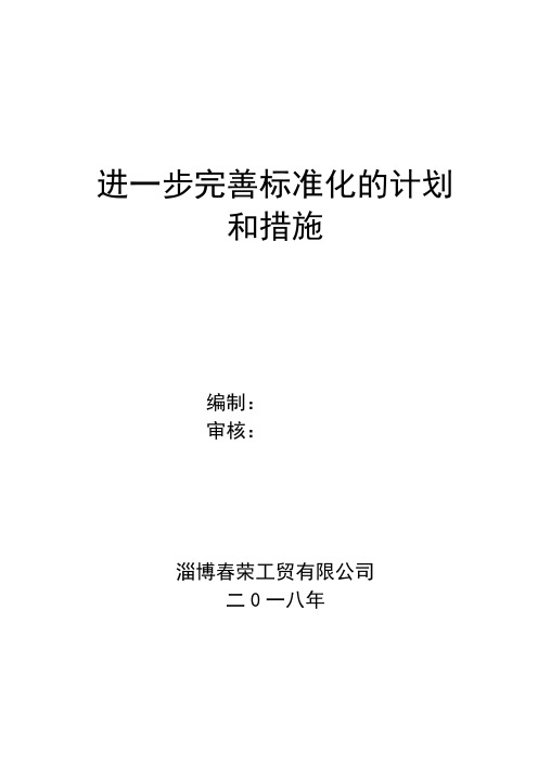 安全标准化进一步完善的计划和措施