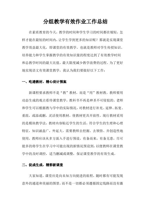 分组教学有效作业工作总结