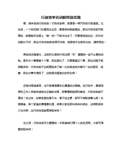 行政效率名词解释简答题