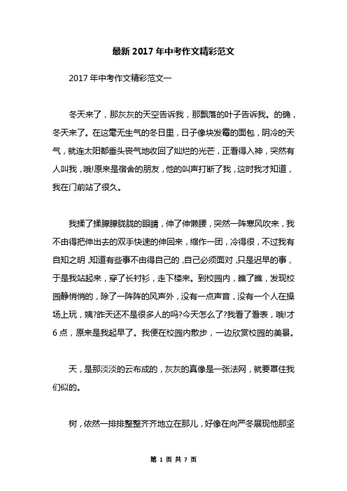 最新2017年中考作文精彩范文