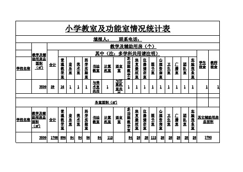 学校教室及功能室情况统计表