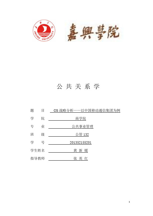 CIS战略分析——以中国移动通信集团为例