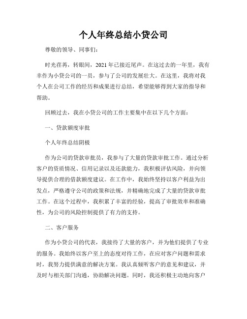 个人年终总结小贷公司