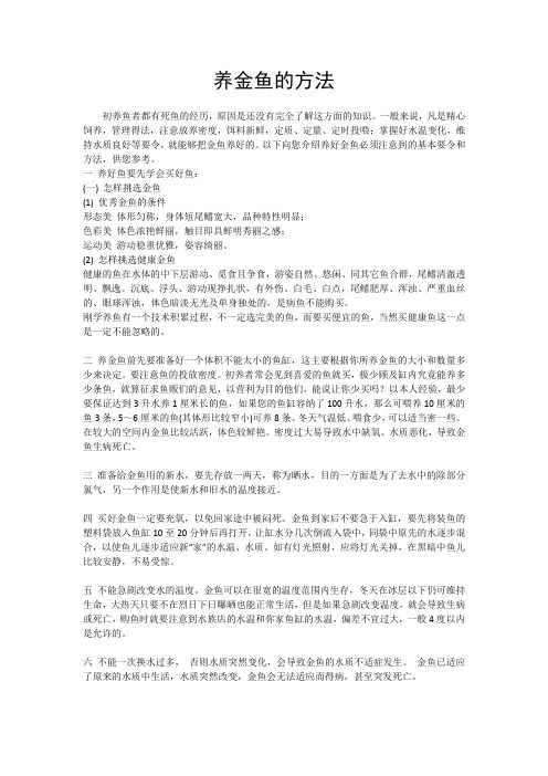 养金鱼的方法