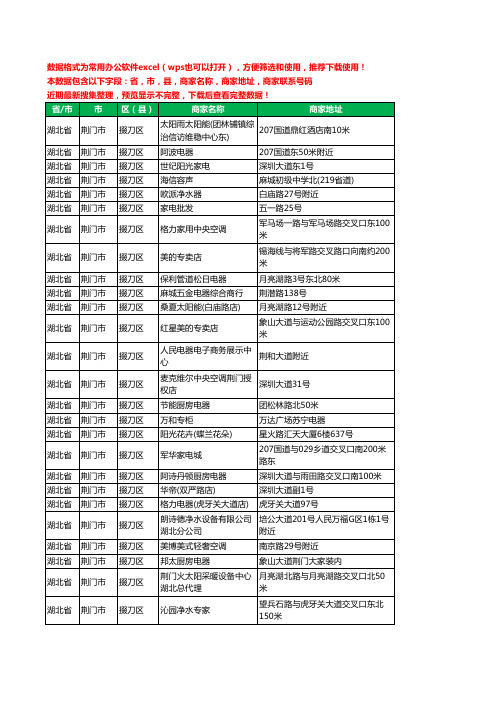 2020新版湖北省荆门市掇刀区家用电器工商企业公司商家名录名单联系电话号码地址大全188家