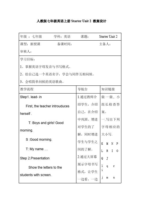 人教版七年级英语上册Starter-Unit-2-教案设计