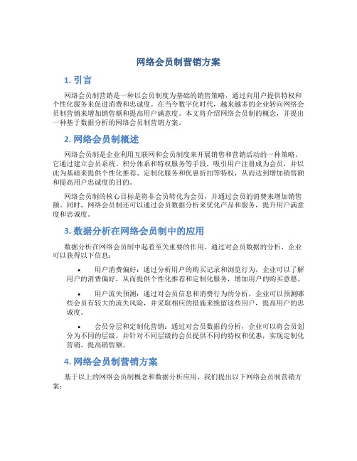 网络会员制营销方案