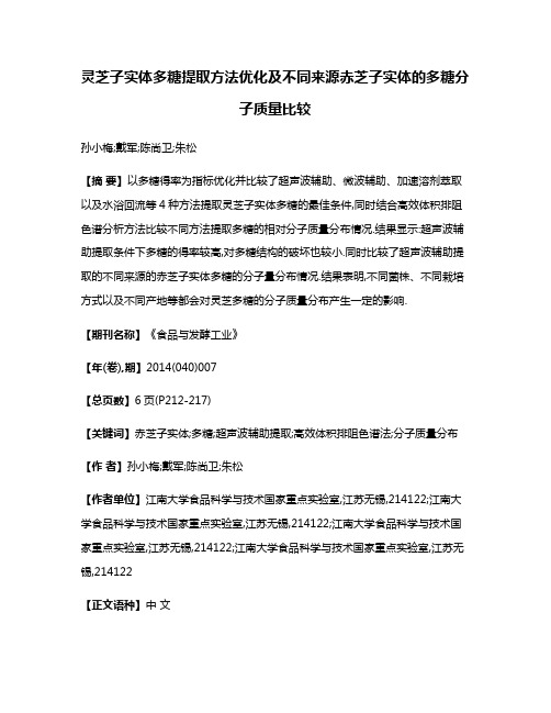 灵芝子实体多糖提取方法优化及不同来源赤芝子实体的多糖分子质量比较