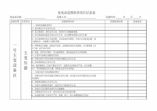 最新变电站巡视检查项目记录表整理