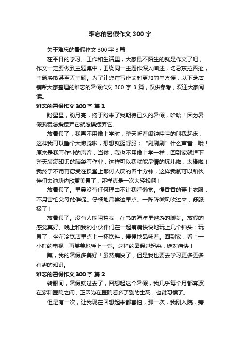 难忘的暑假作文300字