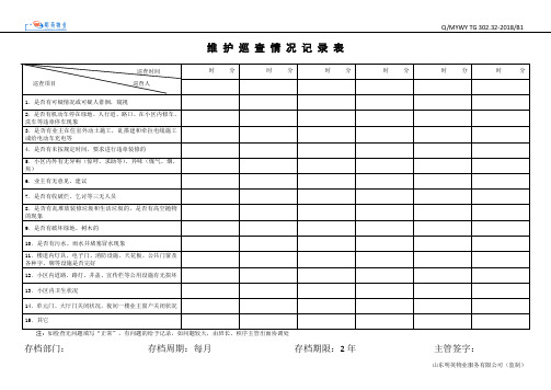 秩序维护巡逻情况记录表