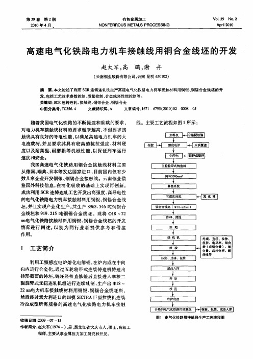 高速电气化铁路电力机车接触线用铜合金线坯的开发