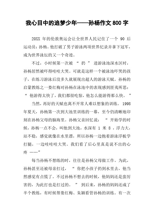 我心目中的追梦少年——孙杨作文800字