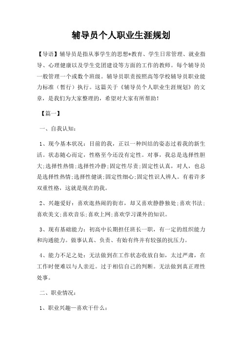辅导员个人职业生涯规划