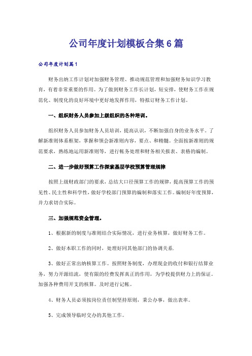 公司年度计划模板合集6篇