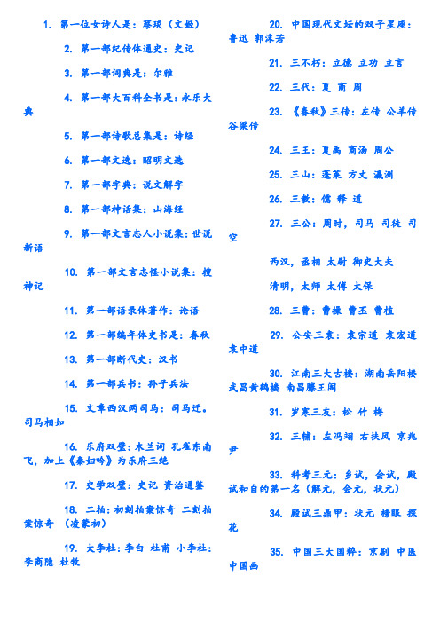 高中文学常识大全