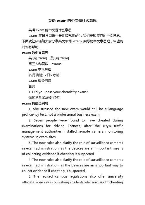 英语exam的中文是什么意思