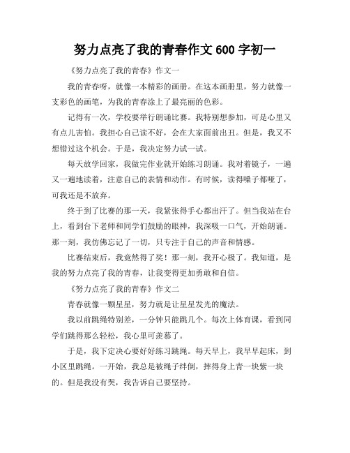 努力点亮了我的青春作文600字初一