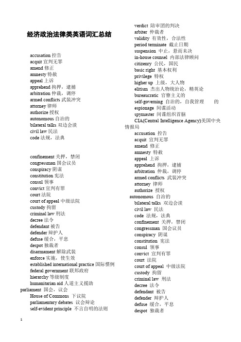 经济政治法律类英语词汇总结