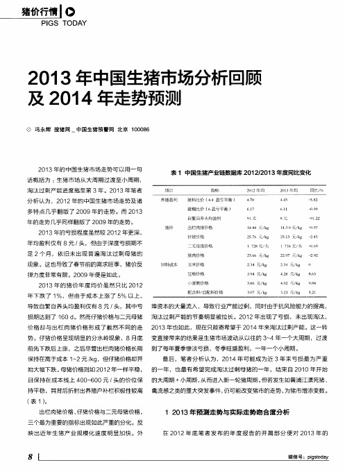 2013年中国生猪市场分析回顾及2014年走势预测