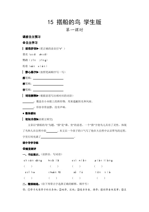 15 搭船的鸟   同步练习(含答案)