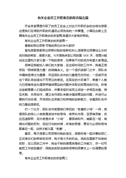 有关企业员工升职表态的发言稿五篇