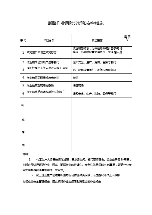 断路作业风险分析和安全措施