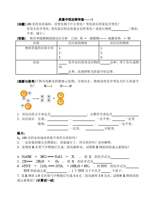 质量守恒定律学案