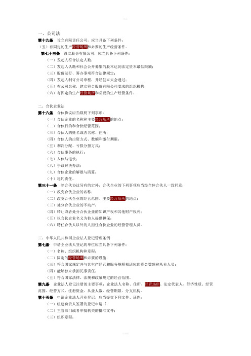 法律法规中有关经营场所及规定