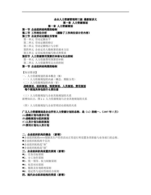 最新人力资源师三级(第三版)最新版第一章人力资源规划