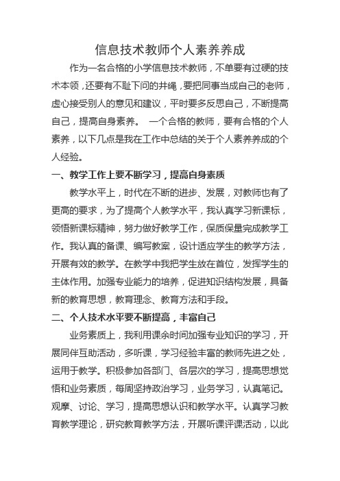 信息技术教师个人素养养成