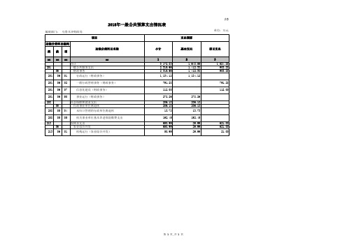 2018年一般公共预算支出情况表