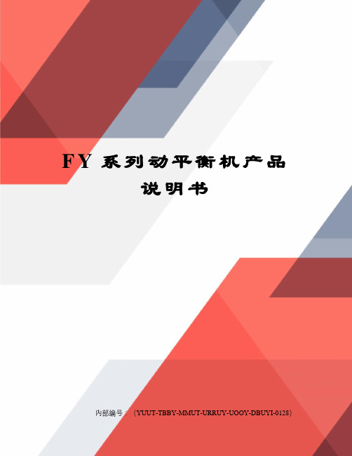 FY系列动平衡机产品说明书