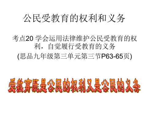 思品考点20 公民受教育的权利