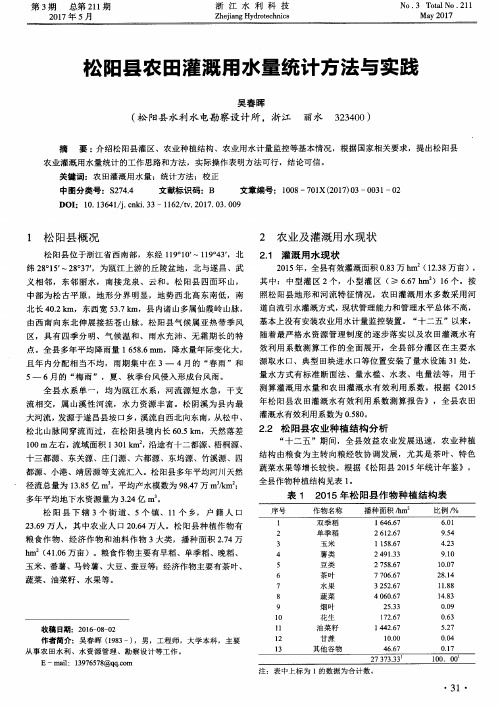 松阳县农田灌溉用水量统计方法与实践