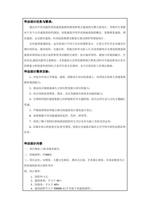 建筑学毕业设计任务书(理工类)