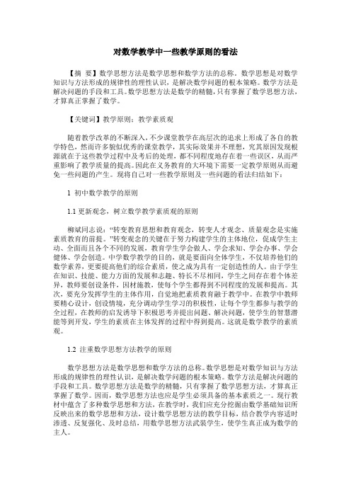 对数学教学中一些教学原则的看法