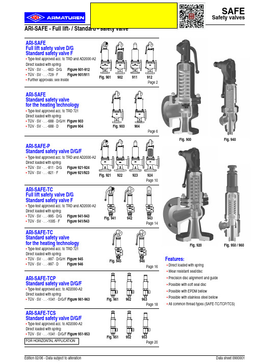 德国雅瑞安全阀数据表ARI safety valve