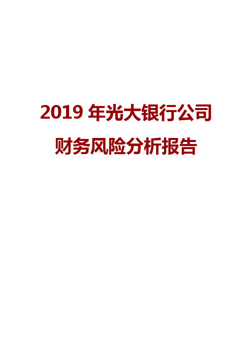 2019年光大银行公司财务风险分析报告