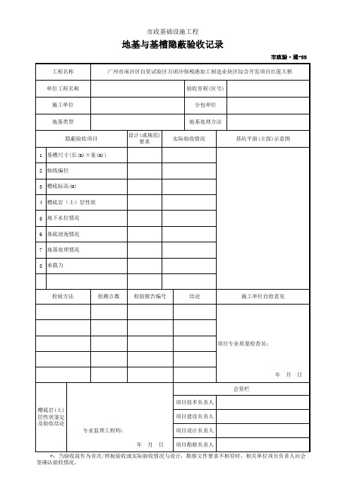 001-市政验·通-33 地基与基槽隐蔽验收记录