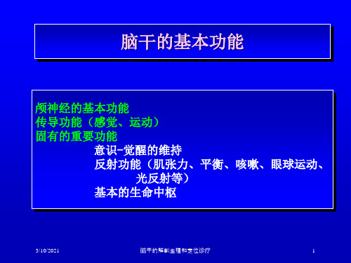 脑干的解剖生理和定位诊疗培训课件